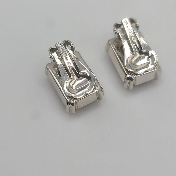 Vintage Christian Dior Earrings Purple Signed Clip Ons - Picture 3 of 8